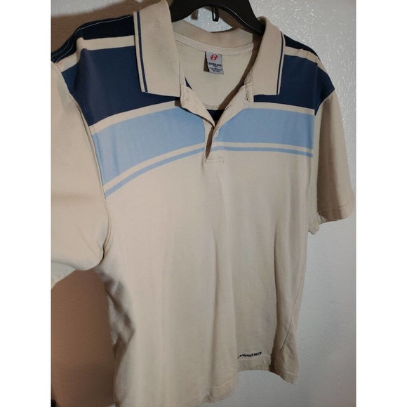 Vintage Anchor Blue Brand Short Sleeve Polo Shirt Mens Large Tan Blue - Picture 9 of 9
